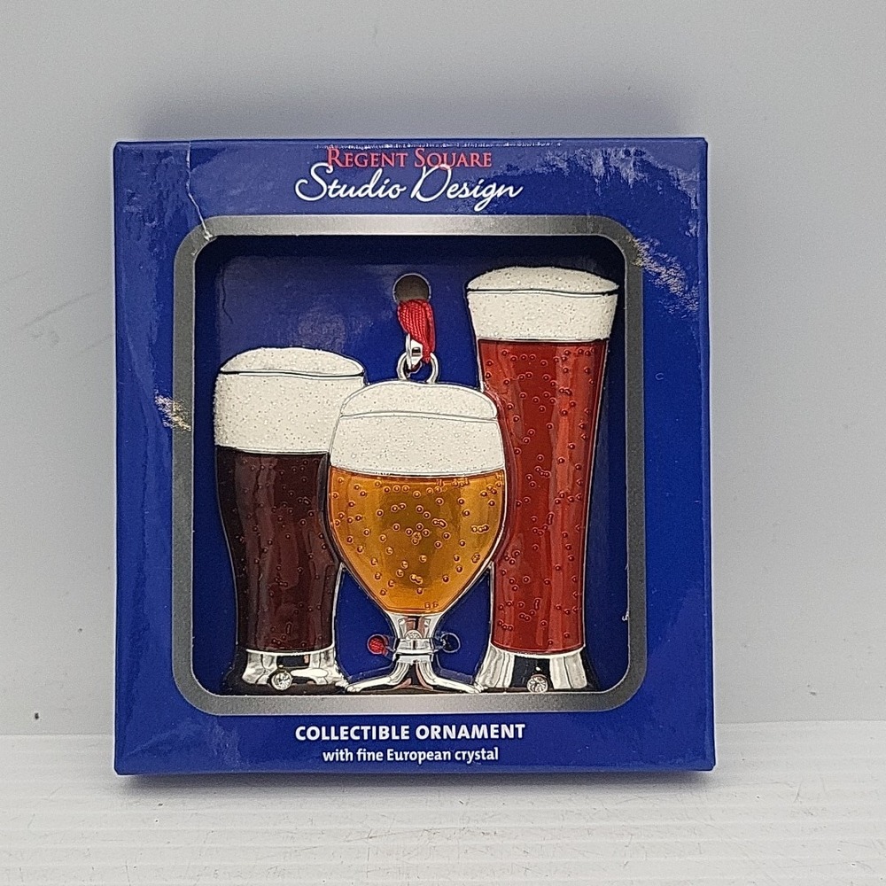 Regent Square Studio Design European Crystal‎ Christmas Ornament Beer Glasses